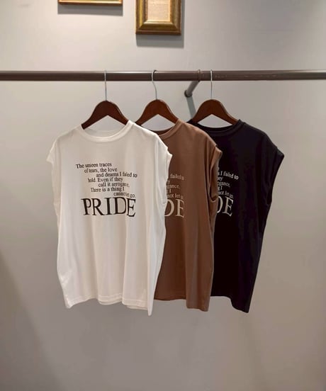 タックフレンチスリーブロゴTシャツ・全3色(￥7,590)