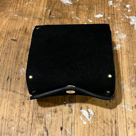 kudu革折り財布 右利き用(black/suede/kudu)Lot#419