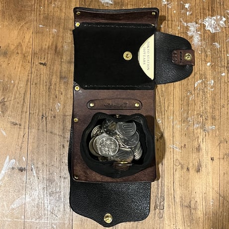 kudu革折り財布 右利き用(black/suede/kudu)Lot#419