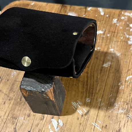 kudu革折り財布 右利き用(black/suede/kudu)Lot#419