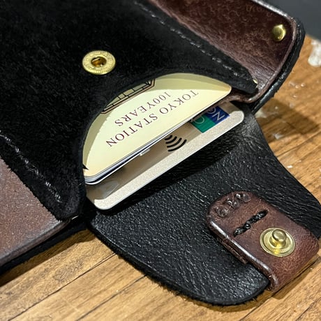 kudu革折り財布 右利き用(black/suede/kudu)Lot#419