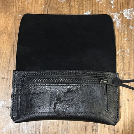 kudu革長財布 Long Wallet (black/suede/kudu)Lot#411