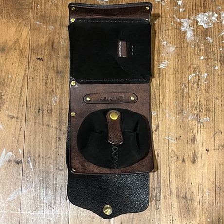 kudu革折り財布 右利き用(black/suede/kudu)Lot#419