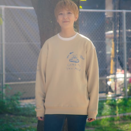 【源湯】 COME AS YOU ARE SWEAT SHIRTS《Sumi black / Sand Beige》