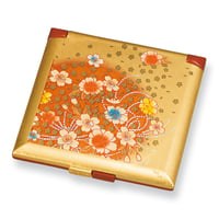 M16336-0　角コンパクトミラー　箔工芸花丸