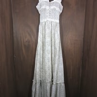 ビンテージ70's●Phasellレース付き花柄ノースリーブワンピース●260810n1-w-nsdrsフラワーレトロドレスロング丈レディース古着