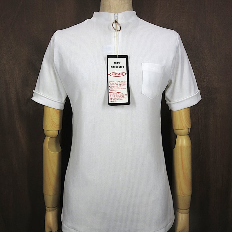 ビンテージ70's○DEADSTOCK Searsレディースハーフジップ半袖トップス