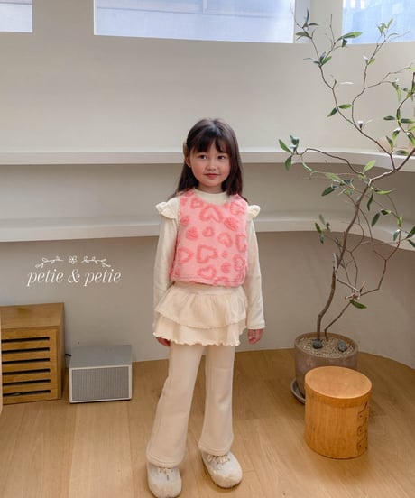 17[予約]petit&petit rose ribbed cancan skirt leggings