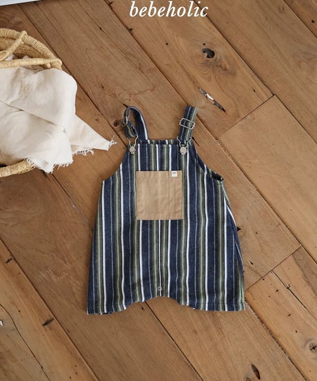 50[予約]bebeholic more stripe suspender suit