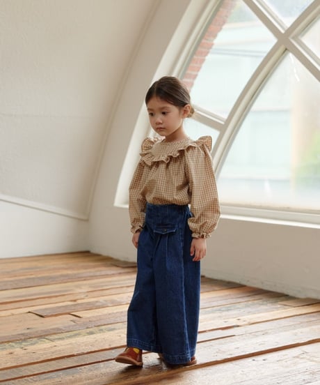 10[予約]mon Atelier check frill blouse
