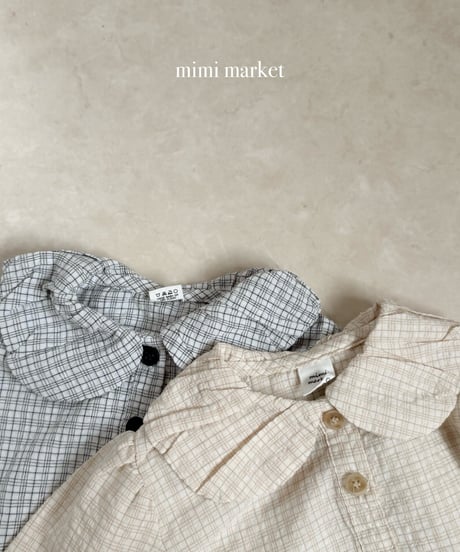 3[予約]mimi market check balloon blouse