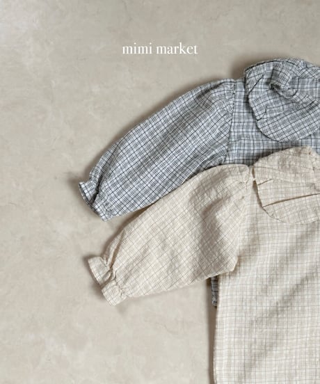 3[予約]mimi market check balloon blouse
