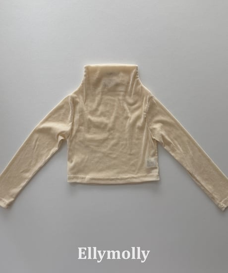 44[予約]ELLYMOLLY velvet mesh mock turtleneck