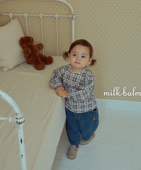 6[予約]milkbalm check bear blouse