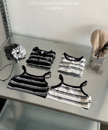 76[予約]matilda&lee wave stripe cardigan set