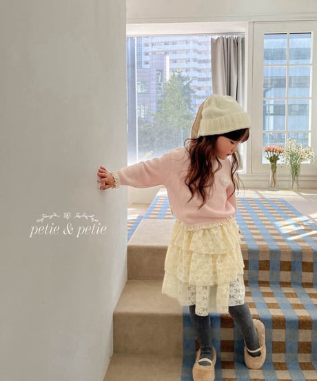 6[予約]petit&petit flower lace cancan skirt