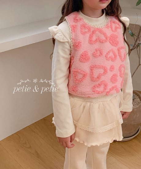 17[予約]petit&petit rose ribbed cancan skirt leggings