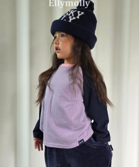 14[予約]ELLYMOLLY color block raglan t