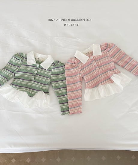 17[予約]melikey diagonal frill collar t