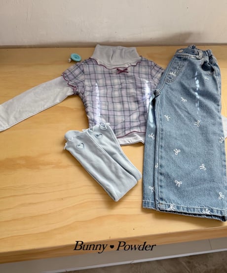 49[予約]bunny powder ribbon denim pants