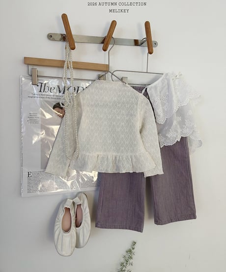 5[予約]melikey frill ribbon mesh t-shirt