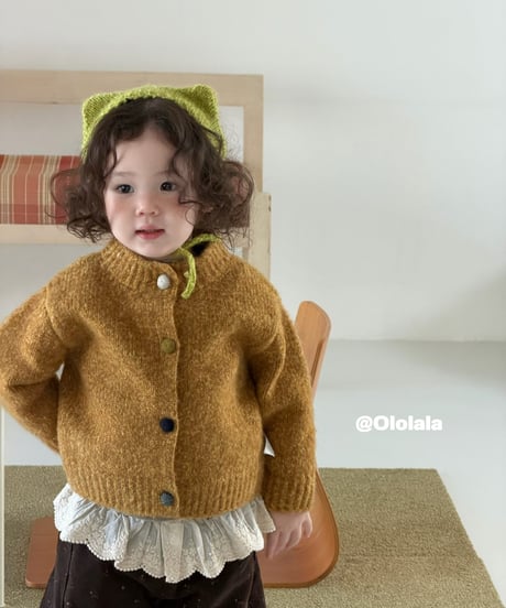 33[予約]ololala teddy bear embroidery knit cardigan