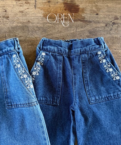 17[予約]OREN maple embroidered denim pants
