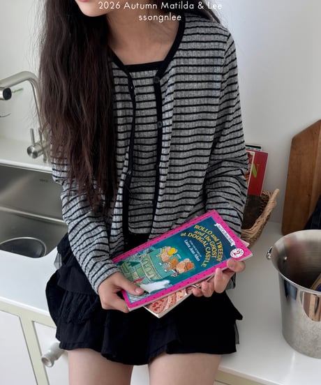 78[予約]matilda&lee wrap stripe cardigan set