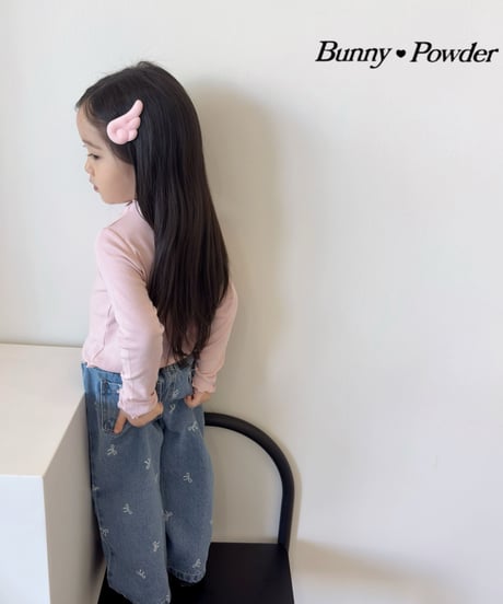 49[予約]bunny powder ribbon denim pants