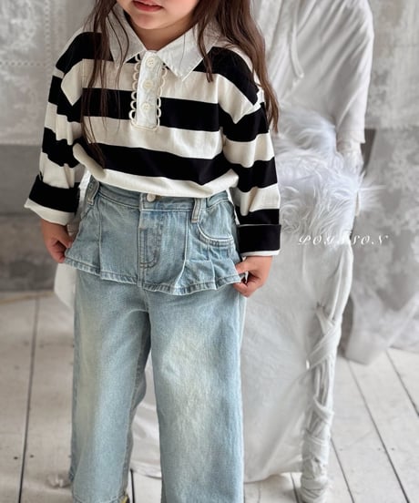 26[予約]poisson pleated denim skirt pants