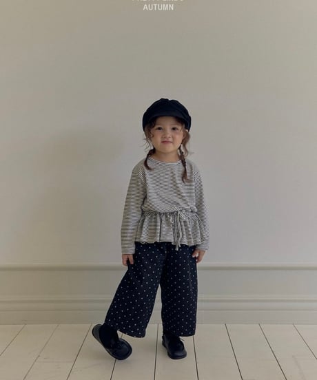 49[予約]LINDO stripe shirred tee
