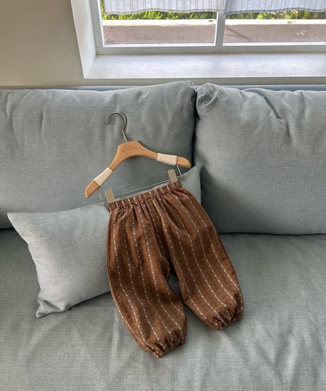 30[予約]monbebe floral check jogger pants