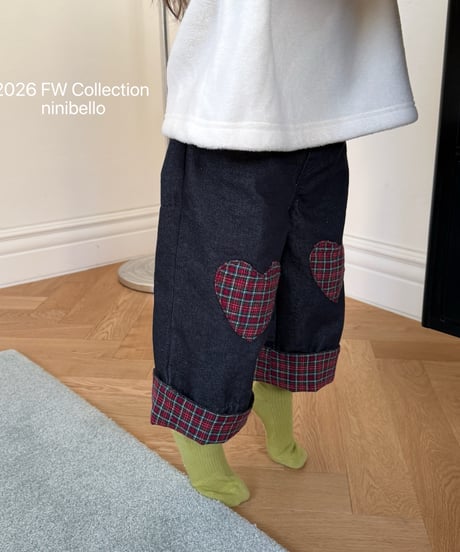 41[予約]ninibello love me plaid denim pants