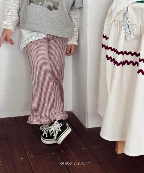 32[予約]poisson frill striped pants