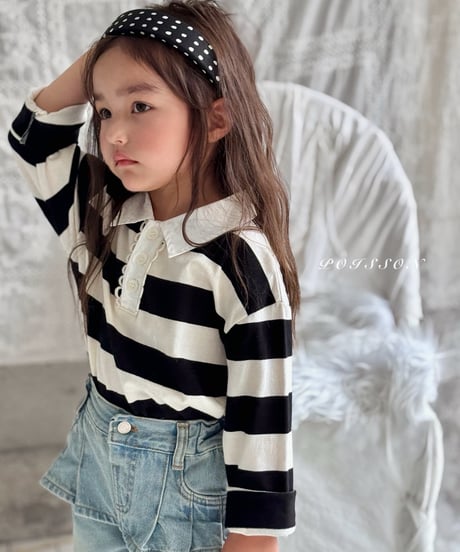 5[予約]poisson striped collar tee