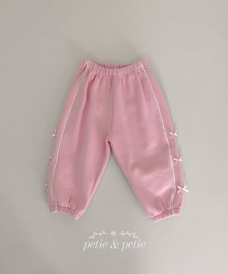 20[予約]petit&petit fleece line ribbon jogger pants