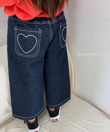 25[予約]poisson heart embroidered denim