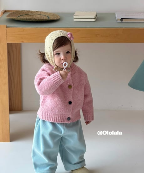 33[予約]ololala teddy bear embroidery knit cardigan