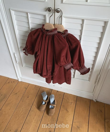 11[予約]monbebe corduroy smock romper