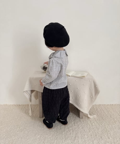 3[予約]mimi market check balloon blouse