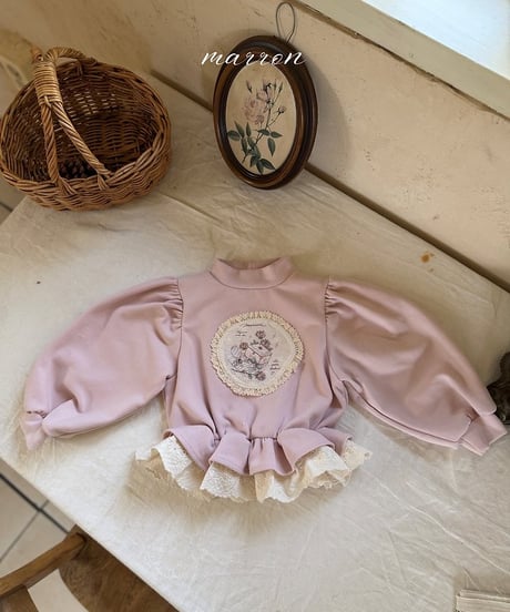 17[予約]marron rose frill t-shirt(XS-L)
