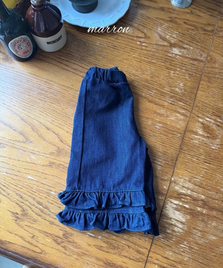 38[予約]marron denim frill pants(XS-L)