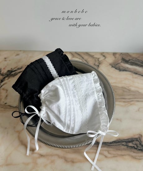 12[予約]monbebe satin pintuck bonnet