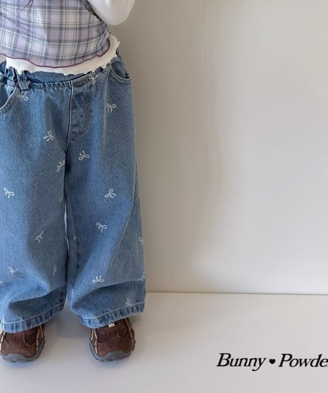 49[予約]bunny powder ribbon denim pants