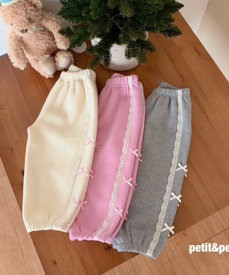 32[予約]petit&petit fleece double lace jogger pants