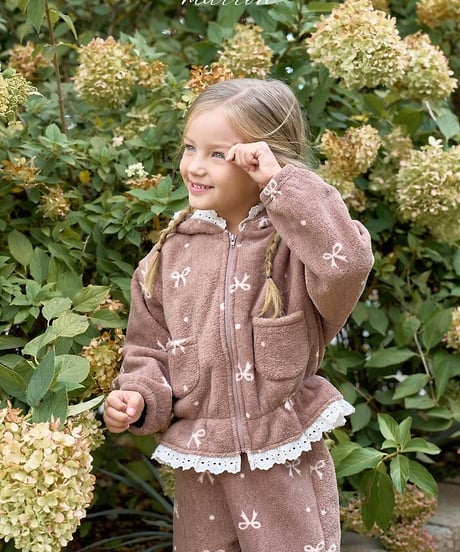 2[予約]marron ribbon hooded zip-up(XS-L)