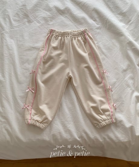 42[予約]petit&petit line ribbon jogger pants