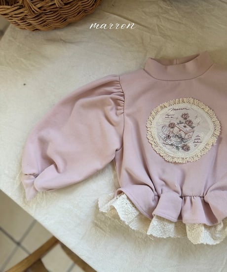 17[予約]marron rose frill t-shirt(XS-L)