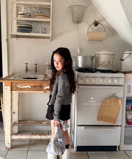 48[予約]COMMA striped tanktop＋cardigan set