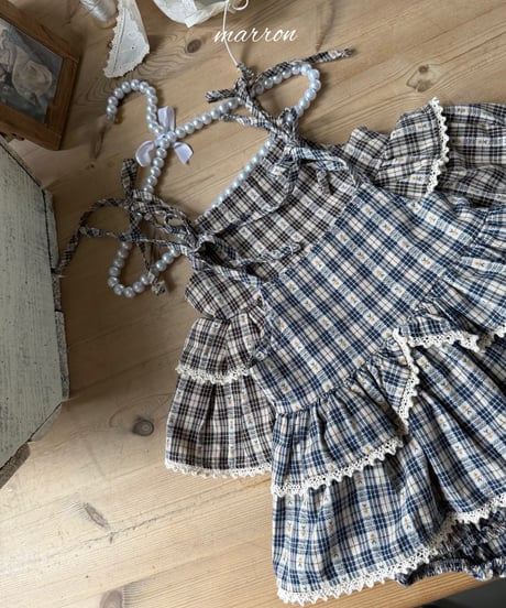 45[予約]marron check cancan suit(6-18m)